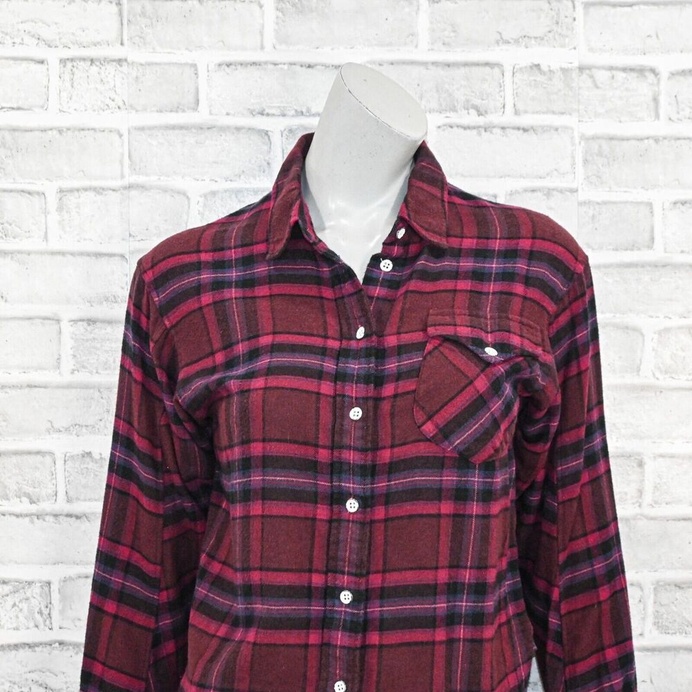 Rag & Bone Women's Jonah Plaid Shirt Cotton Flannel Burgundy Plaid S - Picture 8 of 9